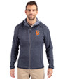 Syracuse Orange Cutter & Buck Mainsail Sweater-Knit Mens Full Zip Hooded Jacket Liberty Navy Heather Front