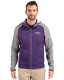 TCU Horned Frogs Cutter & Buck Mainsail Sweater-Knit Mens Full Zip Hooded Jacket College Purple Heather/Polished Heather Front