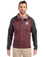 Morehouse Maroon Tigers Cutter & Buck Mainsail Full Zip Hooded Mens Jacket Bordeaux Heather/Charcoal Heather Front