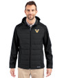 Vanderbilt Commodores Cutter & Buck Evoke Hybrid Eco Softshell Recycled Full Zip Mens Big & Tall Hooded Jacket Black Front