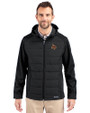 Texas State Bobcats Cutter & Buck Evoke Hybrid Eco Softshell Recycled Full Zip Mens Big & Tall Hooded Jacket Black Front