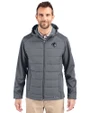 Seton Hall Pirates Cutter & Buck Evoke Hybrid Eco Softshell Recycled Full Zip Mens Big & Tall Hooded Jacket Elemental Grey Front
