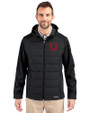 Utah Utes College Vault Cutter & Buck Evoke Hybrid Eco Softshell Recycled Full Zip Mens Big & Tall Hooded Jacket Black Front
