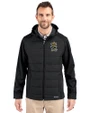 Wichita State Shockers College Vault Cutter & Buck Evoke Hybrid Eco Softshell Recycled Full Zip Mens Big & Tall Hooded Jacket Black Front