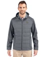 Wake Forest Demon Deacons Cutter & Buck Evoke Hybrid Softshell Recycled Full Zip Mens Hooded Jacket Elemental Grey Front