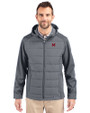 Miami University RedHawks - Cutter & Buck Evoke Hybrid Softshell Recycled Full Zip Mens Hooded Jacket Elemental Grey Front