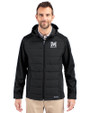 Morehouse Maroon Tigers Cutter & Buck Evoke Hybrid Softshell Recycled Full Zip Mens Hooded Jacket Black Front