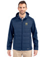 Navy Midshipmen Cutter & Buck Evoke Hybrid Softshell Recycled Full Zip Mens Hooded Jacket Navy Blue Front