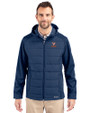 Virginia Cavaliers Cutter & Buck Evoke Hybrid Softshell Recycled Full Zip Mens Hooded Jacket Navy Blue Front