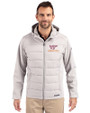 Virginia Tech Hokies Cutter & Buck Evoke Hybrid Softshell Recycled Full Zip Mens Hooded Jacket CONCRETE Front