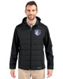 Saint Louis Billikens Cutter & Buck Evoke Hybrid Softshell Recycled Full Zip Mens Hooded Jacket Black Front