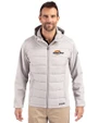 Pepperdine Waves Cutter & Buck Evoke Hybrid Softshell Recycled Full Zip Mens Hooded Jacket CONCRETE Front