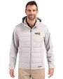 Northern Arizona Lumberjacks Cutter & Buck Evoke Hybrid Softshell Recycled Full Zip Mens Hooded Jacket CONCRETE Front