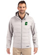 Charlotte 49ers Cutter & Buck Evoke Hybrid Softshell Recycled Full Zip Mens Hooded Jacket CONCRETE Front