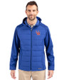 Ole Miss Rebels College Vault Cutter & Buck Evoke Hybrid Softshell Recycled Full Zip Mens Hooded Jacket Tour Blue Front