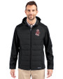 Washington State Cougars College Vault Cutter & Buck Evoke Hybrid Softshell Recycled Full Zip Mens Hooded Jacket Black Front