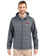 Washington State Cougars College Vault Cutter & Buck Evoke Hybrid Softshell Recycled Full Zip Mens Hooded Jacket Elemental Grey Front