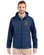 Northern Arizona Lumberjacks College Vault Cutter & Buck Evoke Hybrid Softshell Recycled Full Zip Mens Hooded Jacket Navy Blue Front