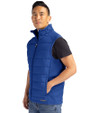 North Carolina A&T Aggies Cutter & Buck Evoke Hybrid Softshell Recycled Mens Full Zip Vest Tour Blue Side