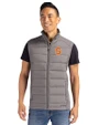 Syracuse Orange Cutter & Buck Evoke Hybrid Softshell Recycled Mens Full Zip Vest Elemental Grey Front