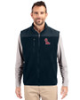 Ole Miss Rebels Cutter & Buck Cascade Epic Comfort Recycled Sherpa Fleece Mens Full Zip Vest Navy Blue Front
