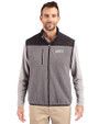 NYU Violets Cutter & Buck Cascade Eco Fleece Mens Vest Elemental Grey/Black Front