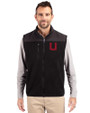 Utah Utes College Vault Cutter & Buck Cascade Eco Fleece Mens Vest Black Front