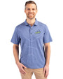 Florida Gulf Coast Eagles Cutter & Buck Forge Eco Heather Stripe Stretch Recycled Mens Big & Tall Polo Tour Blue Heather Front