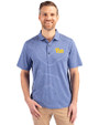 Pitt Panthers Cutter & Buck Forge Eco Heather Stripe Stretch Recycled Mens Big & Tall Polo Tour Blue Heather Front