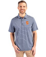 Syracuse Orange Cutter & Buck Forge Eco Heather Stripe Stretch Recycled Mens Big & Tall Polo Navy Blue Heather Front