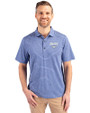 SMU Mustangs Cutter & Buck Forge Eco Heather Stripe Stretch Recycled Mens Big & Tall Polo Tour Blue Heather Front