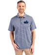 Old Dominion Monarchs College Vault Cutter & Buck Forge Eco Heather Stripe Stretch Recycled Mens Big & Tall Polo Navy Blue Heather Front