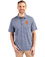 Virginia Hoos College Vault Cutter & Buck Forge Eco Heather Stripe Stretch Recycled Mens Big & Tall Polo Navy Blue Heather Front