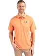 Miami Hurricanes Cutter & Buck Forge Eco Heather Stripe Stretch Recycled Mens Polo College Orange Heather Front