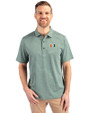 Miami Hurricanes Cutter & Buck Forge Eco Heather Stripe Stretch Recycled Mens Polo Hunter Heather Front