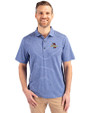 Tulsa Golden Hurricane Cutter & Buck Forge Eco Heather Stripe Stretch Recycled Mens Polo Tour Blue Heather Front