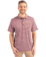 Virginia Tech Hokies Cutter & Buck Forge Eco Heather Stripe Stretch Recycled Mens Polo Bordeaux Heather Front