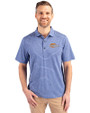 Pepperdine Waves Cutter & Buck Forge Eco Heather Stripe Stretch Recycled Mens Polo Tour Blue Heather Front