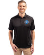 Indiana State Sycamores Cutter & Buck Forge Eco Stretch Recycled Mens Big & Tall Polo Black Front