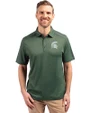 Michigan State Spartans Cutter & Buck Forge Recycled Four-Way Stretch Mens Polo Dark Hunter Heather Front