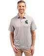 Michigan State Spartans Cutter & Buck Forge Recycled Four-Way Stretch Mens Polo Polished Medium Gray Front