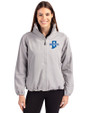 Indiana State Sycamores Cutter & Buck Charter Eco Recycled Womens Full-Zip Jacket Polished Medium Gray Front