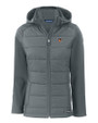 Texas Rio Grande Valley Vaqueros Cutter & Buck Evoke Hybrid Softshell Recycled Full Zip Womens Hooded Jacket Elemental Grey Mannequin