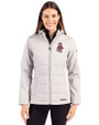 Washington State Cougars College Vault Cutter & Buck Evoke Hybrid Softshell Recycled Full Zip Womens Hooded Jacket CONCRETE Front