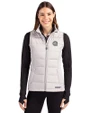 Georgetown Hoyas Cutter & Buck Evoke Hybrid Softshell Recycled Womens Full Zip Vest CONCRETE Front