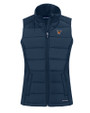 Texas Rio Grande Valley Vaqueros Cutter & Buck Evoke Hybrid Softshell Recycled Womens Full Zip Vest Navy Blue Mannequin