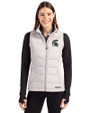Michigan State Spartans Cutter & Buck Evoke Hybrid Softshell Recycled Womens Full Zip Vest CONCRETE Front