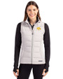 Iowa Hawkeyes Cutter & Buck Evoke Hybrid Softshell Recycled Womens Full Zip Vest CONCRETE Front