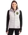 Southeastern Louisiana Lions Cutter & Buck Evoke Hybrid Softshell Recycled Womens Full Zip Vest CONCRETE Front