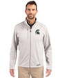 Michigan State Spartans Cutter & Buck Evoke Softshell Recycled Full Zip Mens Jacket CONCRETE Front